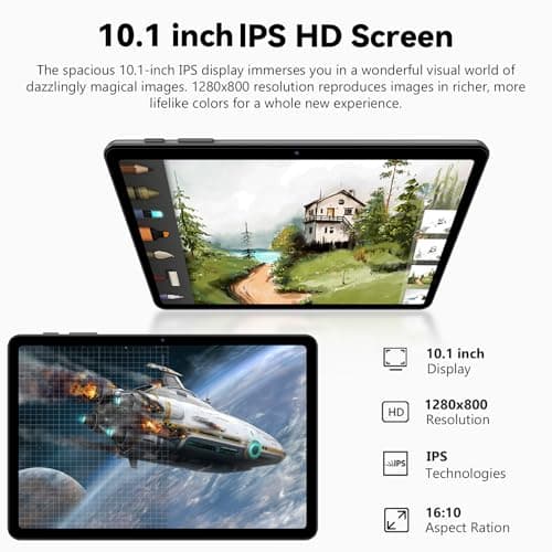 Android 16 Tablet, 10 Inch Tablet with Octa-Core, 24GB RAM 64GB ROM 2TB Expand, Gemini AI, 6000mAh, WiFi, GPS, Dual Camera, BT 5.0, 2 in 1 Tablets PC with Keyboard, Case, Mouse, Stylus (Blue) - Thumbnail 6