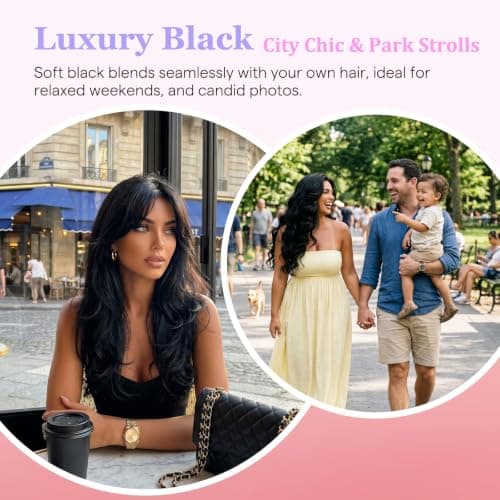 Ve Sunny Seamless Clip in Hair Extensions Human Hair for Black Women 18 inch Real Hair Extensions Clip in Human Hair Genius Weft Extensions Natural Hair 7pcs 120g - Thumbnail 2