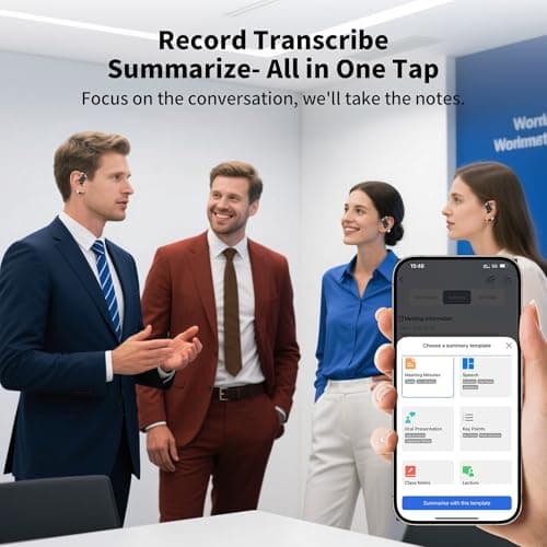 AI Translation Earbuds Real Time Languages Translator Ear Buds Audifonos Traductores Inglés Español 3-in-1 Translating Wireless Earphone Bluetooth Headphones for Travel Business Meeting Learning White - Thumbnail 4