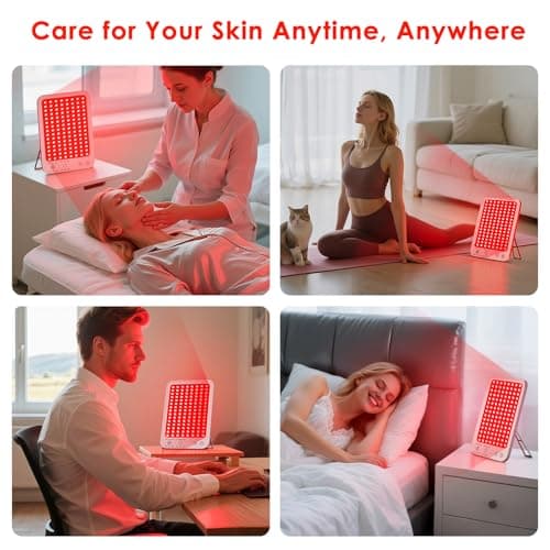 Red Light Therapy for Face Body, Red Light Panel with Adjustable Stand, 660nm and 850nm Near Infrared Therapy Lamp with 3 Modes, 6 Adjustable Brightness and Timer, Home and Travel Use,Gift for Women - Thumbnail 6