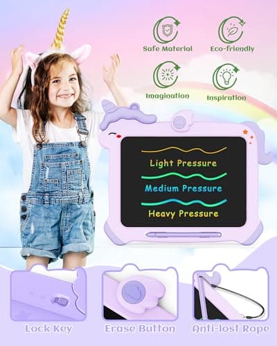 KOKODI LCD Writing Tablet for 3 4 5 6 7 8 Years Old Kids, Colorful Doodle Board, Writing Drawing Tablet, Educational Learning Toys Christmas Birthday Gift for Girl, Purple - Thumbnail 5