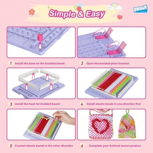 LELESUN 3-in-1 400Pcs+ Weaving Loom Kit，Friendship Bracelet Making Kit，Portable Make Bracelets Toys with Storage Box，DIY Arts and Crafts Loops for Adults, Gifts for Kids Ages 5-13, Beginners - Thumbnail 2