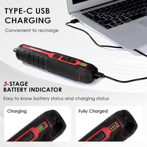 Electric Screwdriver Set, 4V Cordless Precision Screwdriver Set w/ 10 Magnetic Bits, 6 Torque Settings, LED Light, 3 Starting Modes and Storage Case, Repair Tool Kit for Electronics and DIY Projects - Thumbnail 6