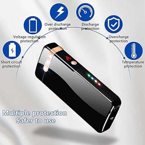 RSBYE Electric Lighters Rechargeable USB Windproof Flame Lighter Plasma Arc Electronic Lighter with LED Battery Indication for Outdoors Camping, Candles, Incense Stick (Ice Black) - Thumbnail 4