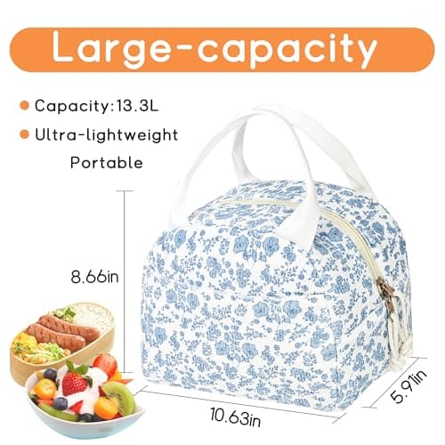 GISMTR Lunch Bag for Women Insulated Lunch Box Cute Corduroy Lunch Tote Bags Reusable Large Capacity Cooler Bag for Travel Work Picnic - Thumbnail 2