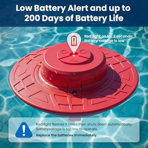 Pool Alarm for Inground & Above Ground Pools, Adjustable Sensitivity 85dB+ Loud Alerts, Weatherproof Floating Pool Safety Alarms for Kids and Pets (Red) - Thumbnail 5