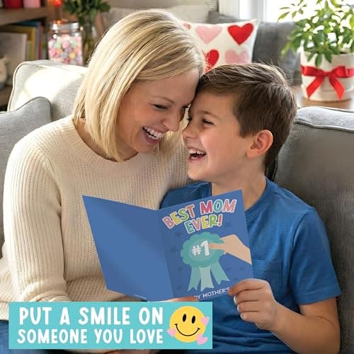 Hadley Designs Happy Mothers Day Card For Mom - 8x5.3in Mother's Day Card For Mom, Mother Gift Greeting Cards, Premium Single Mother Cards From Daughter and Son, Designed in USA - Thumbnail 5