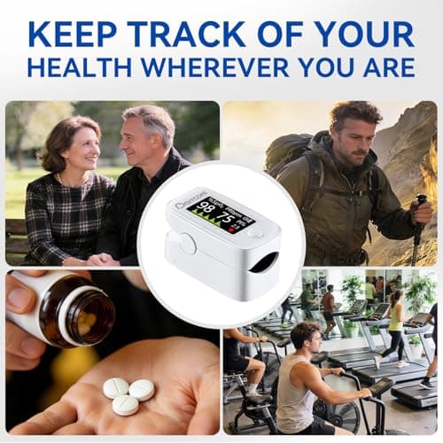 Berrcom Fingertip Pulse Oximeter with LED Display & Multi-Parameter Tracking (SpO2, PR, PI), Fast & Accurate Blood Oxygen Monitor, Includes Batteries & Lanyard (White) - Thumbnail 5