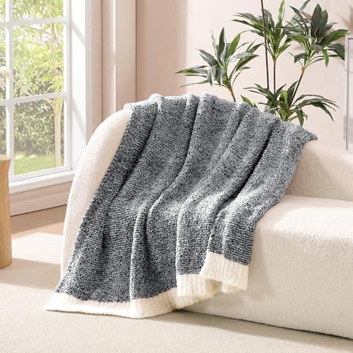 WRENSONGE Throw Blanket Cationic Dyeing Black Soft Cozy Fluffy Warm Hand Made Weave Throw Blankets for Couch, Sofa, Chair, Bed, Camping, Picnic, Travel Lightweight Bed Blanket - 60"x80" - Thumbnail 2