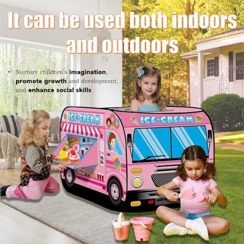 Pop Up Tent for Kids.Ice Cream Truck Play Tent.Large, Easy to Organize Icecream Shop for Kids.Ice Cream Cart for Kids.Birthday Gift for Girls & Boys.Can Be Played with by 2-3 Kids - Thumbnail 6