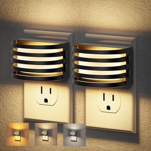 JandCase LED Night Lights Plug into Wall, [2 Pack] Night Light with 3 Colors 3000K-5000K-Amber, 3 Level Brightness Adjustable Plug in Night Light, Dusk to Dawn Nightligts for Adults Bedroom Bathroom - Image 1