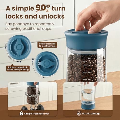 OURCABECUE 2026 Upgrade Wide Mouth Mason Jar 27 oz, 90° Rotating Lid Glass Storage Jar, Food Grade Overnight Oats & Yogurt Jar, Dry Snacks Candies jar - Thumbnail 2