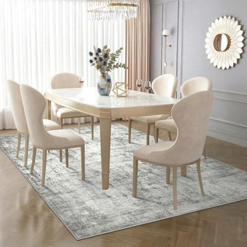 Syrlfar Area Rugs 5x7 for Living Room Washable Non Slip Low Pile Dining Room Bedroom Rug Modern Abstract Home Office Decor Grey - Thumbnail 4
