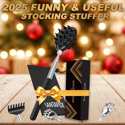 SANTAPICK Telescoping Back Scratcher Extendable with 4PCS Detachable Scratching Heads, Stocking Stuffers for Men/Women/Dad, White Elephant Gifts for Adults Christmas Gifts - Thumbnail 6