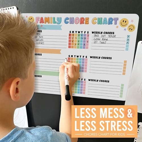 Hadley Designs Magnetic Chore Chart for Kids Multiple - Chores Board for Refrigerator, Dry Erase Task Chart for 2 Kids Daily Behavior, Family Weekly Planner for Teen and Adults, Retro Chore Board - Thumbnail 5