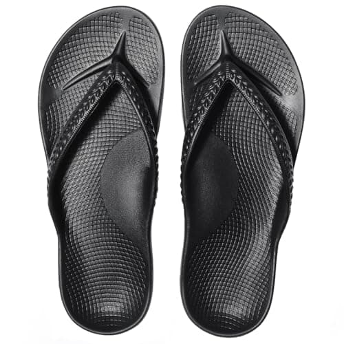 KIDMI Arch Support Flip Flops for Womens Comfortable Orthopedic Sandals for Plantar Fasciitis Beach Thong Slides, Black 41