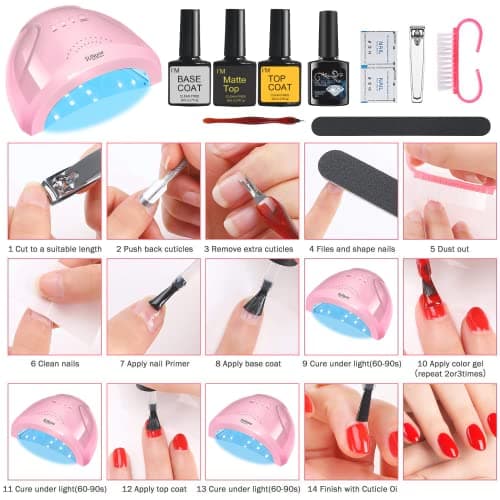 Complete Nail Studio Set with 48W UV LED Lamp, 24 Rainbow Colors, Cat Eye Gel Polish Kit, Nail Drill, Storage Box for Home Manicures - Thumbnail 6
