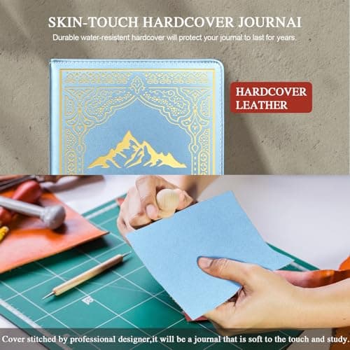 QDWXDEL Bible Journal,Journal for Women,A5 Hardcover Leather Journal - 200 Pages Premium Paper Notebook,Christian Journal Notebook for School, Work (God is Sky Blue) - Thumbnail 4