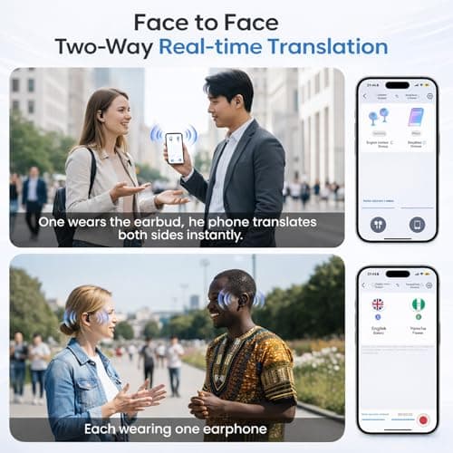 linktoonex AI Translator Earbuds Real Time 139 Languages, Bluetooth Translation Earbuds with LED Display, No Subscription, Open Ear Design for Learning Travel & Business Meetings with Charging Case - Thumbnail 3
