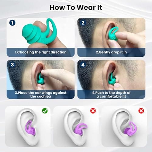 HIGAHY Waterproof Swimming Ear Plugs for Adults - 4 Pairs Reusable Silicone Ear Plugs for Swimming Women & Men, Keep Ear Water Out, Showering, Bathing, Surfing, Water Sports - Thumbnail 5