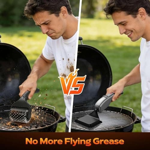 Bristle-Free Electric Grill Brush, Fire-Resistant BBQ Grill Brush, Reciprocating Grill Brush for Outdoor Grill, Grill Cleaner with 3 Heads, Cordless Grill Cleaning Brush with 3600 mAn, Silver - Thumbnail 3