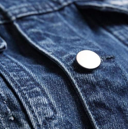 Huang's Men's Denim Jacket with Distressed Ripped Details Classic Fit Non - Stretch Fabric Cool Stylish Caual Coat (US, Alpha, XX-Large, Regular, Regular, Y118) - Thumbnail 5