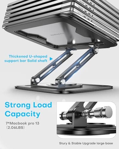 LOXP Adjustable Laptop Stand, Computer Stand with 360 Rotating Base, Ergonomic Laptop Riser Mount for Desk Foldable Protable Computer Desk Fits with MacBook Pro Air (10-16") - Black - Thumbnail 6