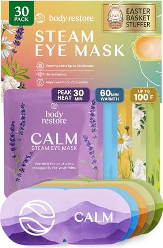 Body Restore Heated Eye Mask 30 Pack – Easter Basket Stuffers, Easter Birthday Gifts for Women & Men, Steam Warm Compress for Dry Eyes, Stye Eye Treatment – Variety - Image 1