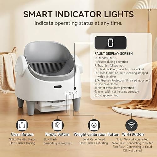 Automatic Cat Litter Box, Self-Cleaning Litter Box with Open-Top Design, 15-Layer Safety Protection System & Smart App Control, Electric Cat Litter Box with Adjustable Entry Height & Odor Control - Thumbnail 5