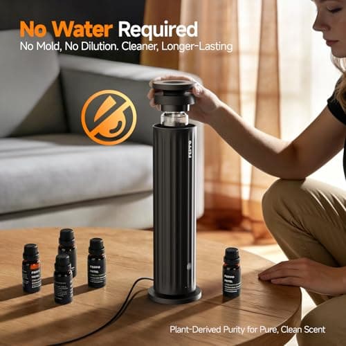 FEPPO Waterless Diffuser – Diffuser for Home, Hotel, Office | Essential Oil Diffuser Starter Kit with 5×20mL Hotel Scent Oils, 6 Scent Levels, 4 Timer Modes, Quiet Diffuser, 1000+ Sq Ft - Thumbnail 2