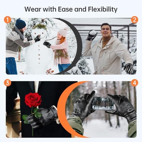 Aegend Sheepskin Leather Gloves,Cross Jesus Faith Christmas Gift-Thermal Winter Glove Warm Lining Full Hand Touchscreen/Black - Thumbnail 6