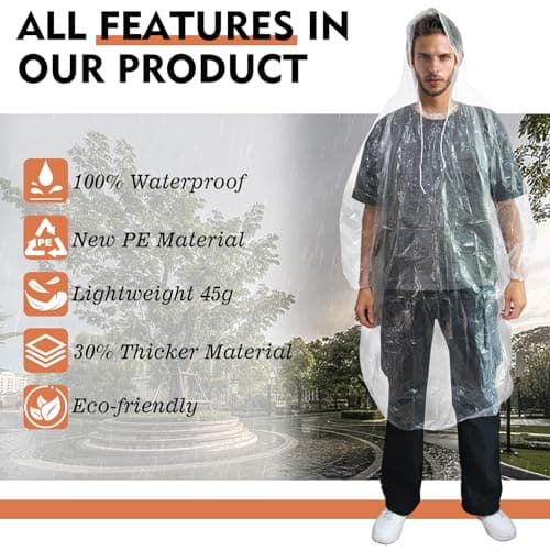 NVioAsport Ponchos Family Pack, (8 Pack) Rain Poncho for Adults and Disposable Emergency Rain Ponchos - Thumbnail 6