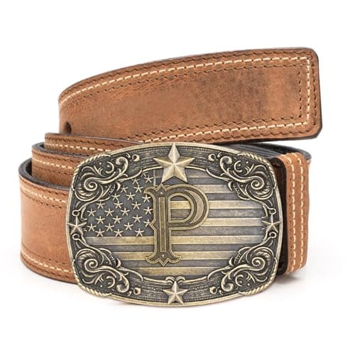 Absbolo Western Belt Buckle Men Initial Letter ABCDJRM to Z Rodeo Cowboy Belt Buckles for Women P - Thumbnail 3
