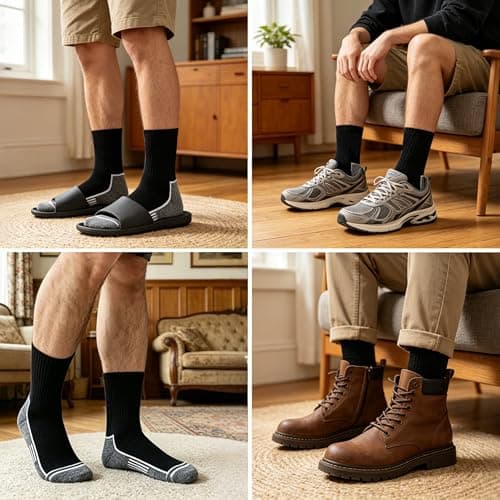 Urban Virgin Ankle Compression Quarter Cushion Socks For Men 9-12 White Athletic Reinforced Heels Breathable Socks For Men - Thumbnail 5