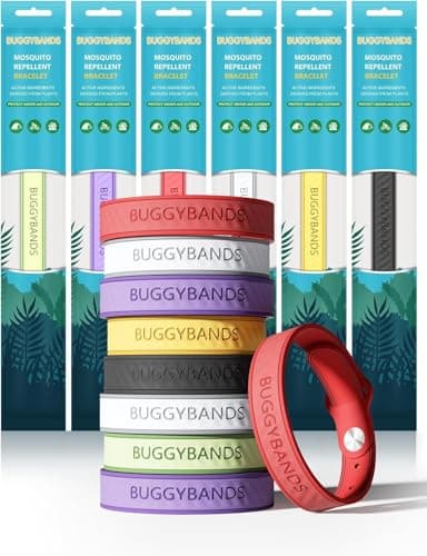 BuggyBands 12 Pack Mosquito Repellent Bracelets Silicone Mosquito Repellent Bands with DEET Free, Natural & Waterproof Bug Wristbands for Kids and Adults, Outdoor Traveling Protection - Image 1