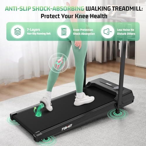 FUNMILY Foldable Walking Pad with Handle Bar, 4 in 1 Under Desk Treadmill with Incline, 2025 Upgraded Smart Folding Treadmill for Home/Office, 300 lbs Weight Capacity, Ultra-Quiet - Thumbnail 5