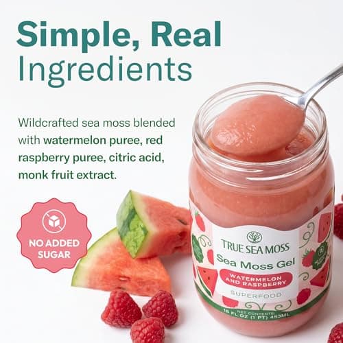 TrueSeaMoss Sea Moss Gel – Wildcrafted Seamoss with Fruits – Jams & Jellies – Watermelon/Raspberry, Pack of 1 (Labels may Vary) - Thumbnail 3