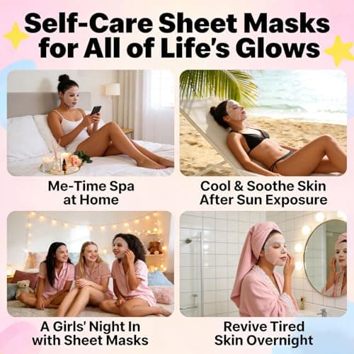 Meleell Collagen Face Masks Skincare Bulk for All Skin Types,Hydrating Sheet Mask for Sensitive Skin, Facial Mask For Women Skin Care, Spa Party Gifts Set for Teen Girls kids（12 Pack ） - Thumbnail 3