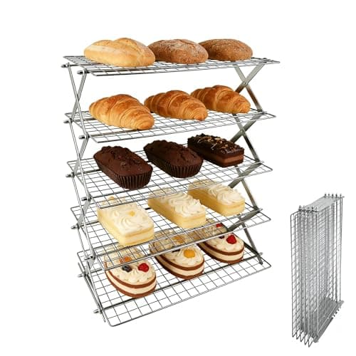 5 Tier Collapsible Cooling Rack with Adjustable 6 Setting Design stackable wire rack for baking sheet for Cookies Baking Gifts for Women - Image 1