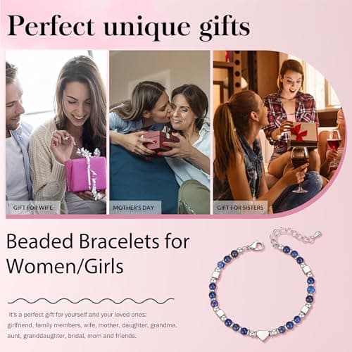 Btysun Christmas Gift for Daughter, Daughter Gifts Beaded Bracelets for Women Christmas Bracelets Gemstone Bracelet Trendy Stuff Stocking Stuffers for Women - Thumbnail 5