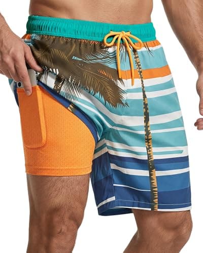 7 Inch Men Swim Trunks Compression Liner Quick Dry Male Swimwear Bikini Brief Swimsuit Bathing Suit Beach Board Surf Water Shorts Traje De Baño Para Hombre Ropa Deportiva Chores Pantalonetas Shores - Image 1
