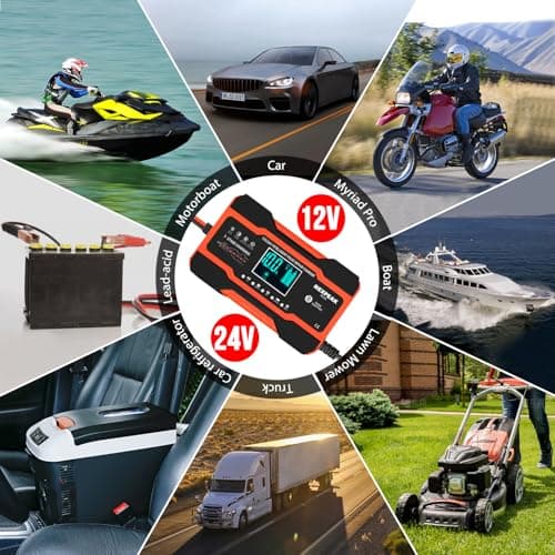 NEXPEAK NC201 10-Amp Battery Charger, Smart Trickle Charger 12V 24V Car Battery Charger Fully Automatic Maintainer Desulfator w/Temp Compensation for Car Truck Lawn Mower Boat Marine Batteries - Thumbnail 6