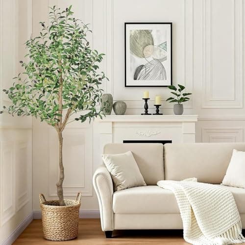 ANTING 6FT Faux Olive Tree, Artificial Olive Trees Indoor with Natural Wood Trunk & Lifelike Fruits, Fake Silk Plant with Pot, Realistic Leaves Artificial Tree for Bedroom, Living Room, Office Decor - Thumbnail 6