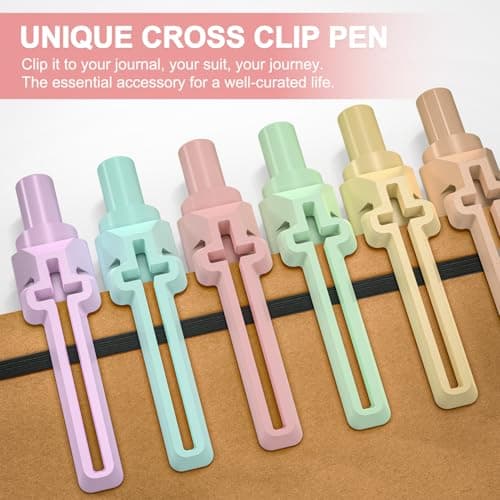 FlyMeaning 6 Pack Bible Journaling Gel Pens, 0.7mm Black Ink Retractable with Cross Clip,Smooth Writing, Christian Gifts for Men Women, Religious School & Office Supplies (Macaron) - Thumbnail 2