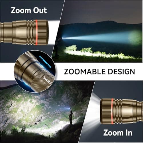 WdtPro Rechargeable Flashlights High Lumens, 2 Pack 10H Long Lasting Super Bright EDC Flashlight, LED Mini Tactical Flash Lights for Camping Emergency, Drop & Water Resistant Brown(Battery Included) - Thumbnail 6