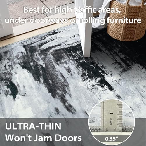 ULTSOFE Area Rugs for Living Room, 5x7 Washable Neutral Grey Abstract Soft Thin Non-Slip Backing Large Rug Home Office Bedroom Home Office Under Dining Table Farmhouse Nursery Indoor Floor Carpet Rugs - Thumbnail 5