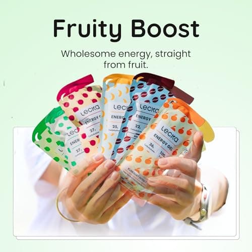 Lecka Natural Energy Gels (12 Pack) – Maltodextrin-Free Running Fuel for Sensitive Stomachs – 27g Carbs from Real Fruit & Basil Seeds – High-Electrolyte Marathon & Ultra (Variety Pack - All Flavors) - Thumbnail 3