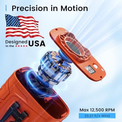 KIBEE Waist Clip Fan with LED Light, 5 Speeds 12500RPM, Up to 29H Runtime, Rechargeable Hands-Free Fan for Outdoor Work & Hiking - Thumbnail 2