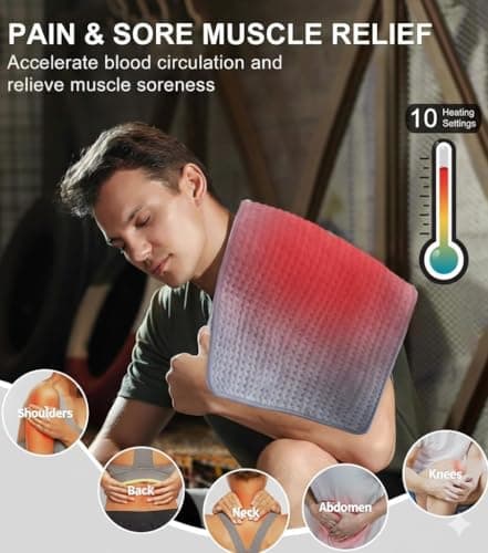 Large Heating Pad, 21"x41" Extra Large Heating Pad for Back Pain Relief Electric Heating for Period Cramps Shoulders Pain Relief Moist/Dry Heat 10 Heat Setting Auto Shut Off Gift for Women Men - Thumbnail 2