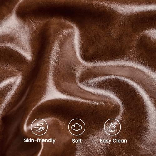 Uteeran King Size Bed Frame with Storage Shelf & Charging Station, 55" Tall Headboard & 25.6" Footboard, Faux Leather Upholstered Platform Bed with Big Rivets Wingback, Heavy Duty & Noise-Free, Brown - Thumbnail 6